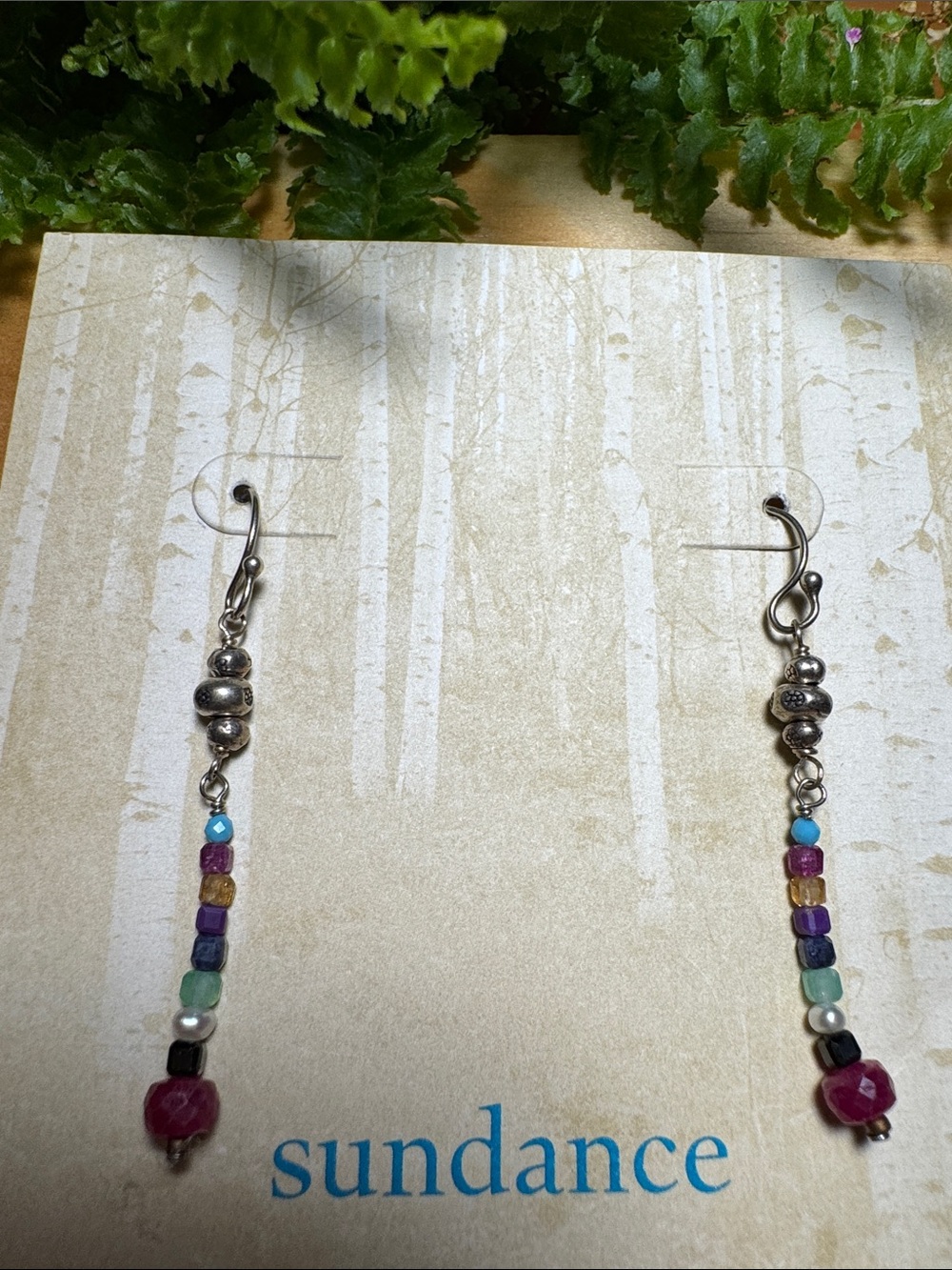 Sundance Silver-Tone Multicolor Beaded Dangle Earrings